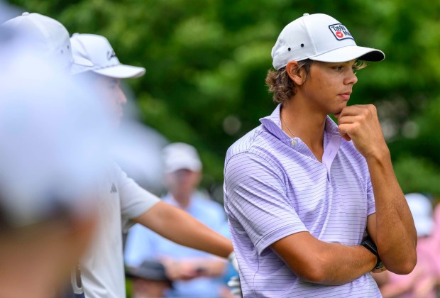 Charlie Woods, Tiger Woods' son, competes Tuesday, July 21, 2026, during the U.S Junior Amateur golf tournament at Saucon Valley Country Club's Old Course and Grace Course in Upper Saucon Township. (April Gamiz/The Morning Call)