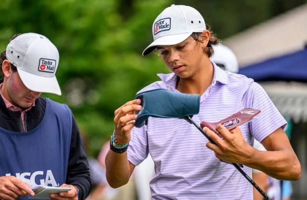 Charlie Woods, Tiger Woods' son, competes Tuesday, July 21, 2026, during the U.S Junior Amateur golf tournament at Saucon Valley Country Club's Old Course and Grace Course in Upper Saucon Township. (April Gamiz/The Morning Call)