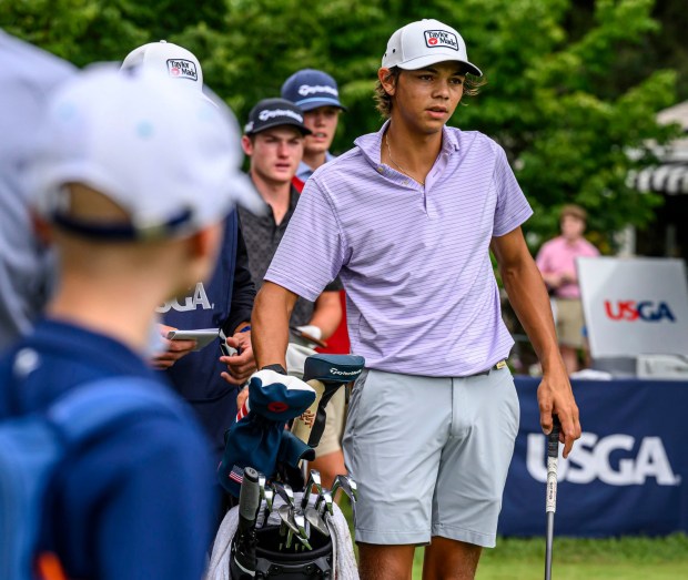 Charlie Woods, Tiger Woods' son, competes Tuesday, July 21, 2026, during the U.S Junior Amateur golf tournament at Saucon Valley Country Club's Old Course and Grace Course in Upper Saucon Township. (April Gamiz/The Morning Call)