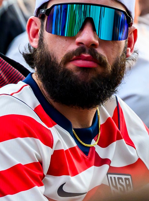 People at Lehigh Valley Soccerfest at Steelstacks in Bethlehem watch the USA vs. Bosnia-Herzegovina World Cup knockout match Wednesday, July 1, 2026. The teams played at San Francisco Bay Area Stadium. (April Gamiz/The Morning Call)
