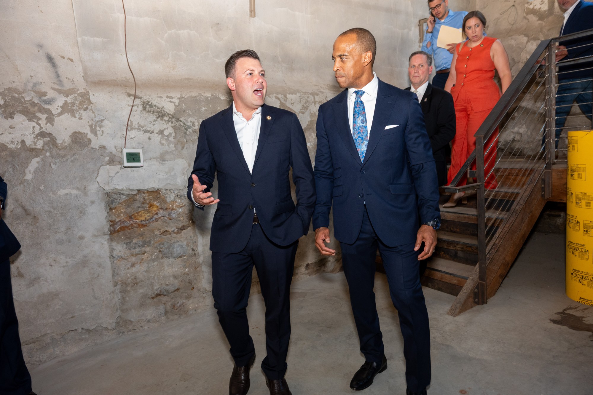 Scott Turner and Ryan Mackenzie tour Adams Street in Bethlehem on Wednesday, July 8, 2026. Turner serves as U.S. secretary of Housing and Urban Development, while Mackenzie represents Pennsylvania's 7th Congressional District, which includes the Lehigh Valley and the Poconos. The visit focused on the department's mission, including opportunity zones, housing affordability and community investment. (Jonathan Broady/Special to The Morning Call)