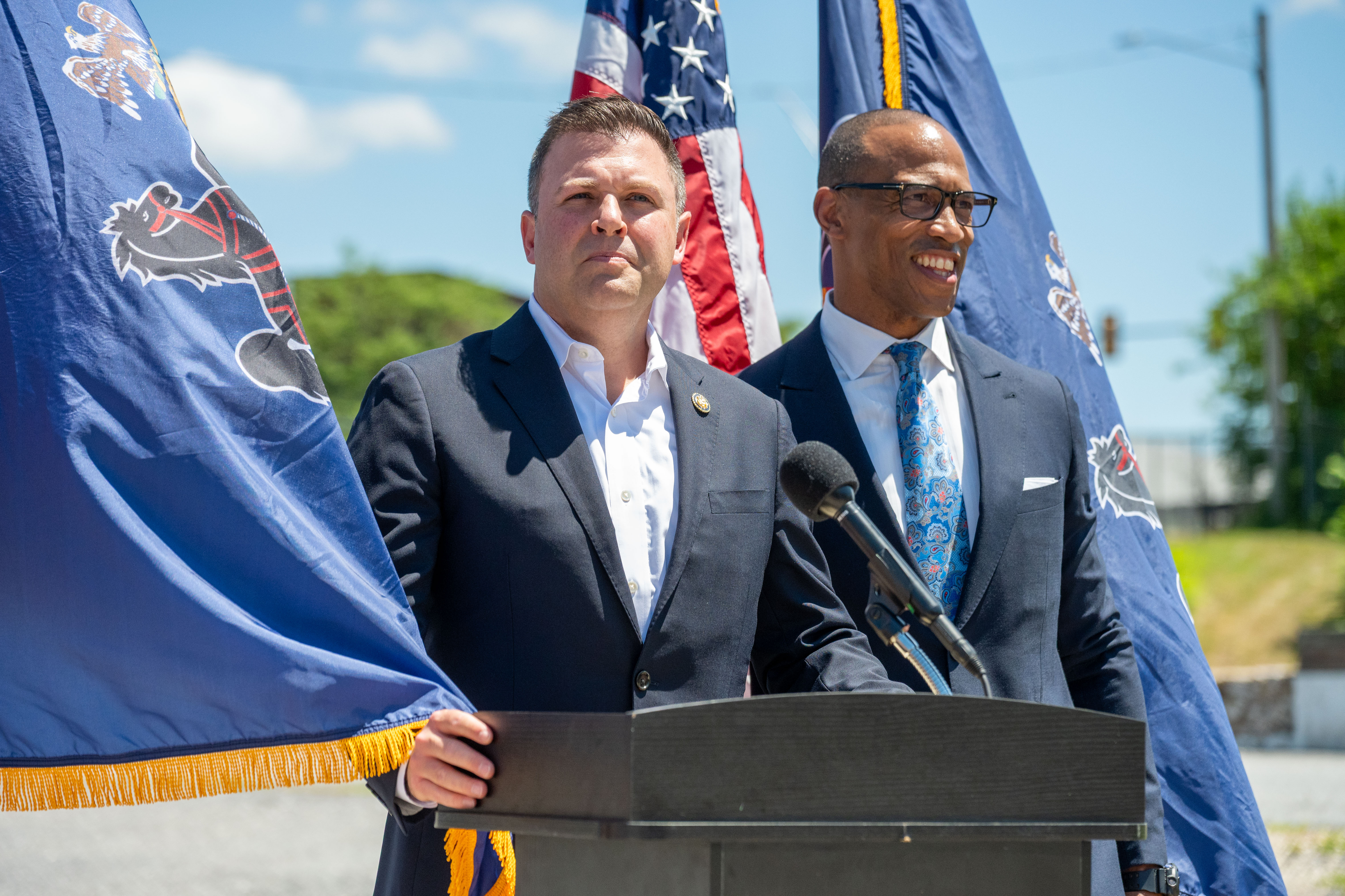 U.S. Housing and Urban Development Secretary Scott Turner takes a tour Wednesday, July 8, 2026, of the Adams Street area of Bethlehem. Turner was accompanied by U.S. Rep. Ryan Mackenzie, R-7th District. Turner was in the area to discuss HUD programs involving opportunity zones, housing affordability and community investment. (Jonathan Broady/Special to The Morning Call)