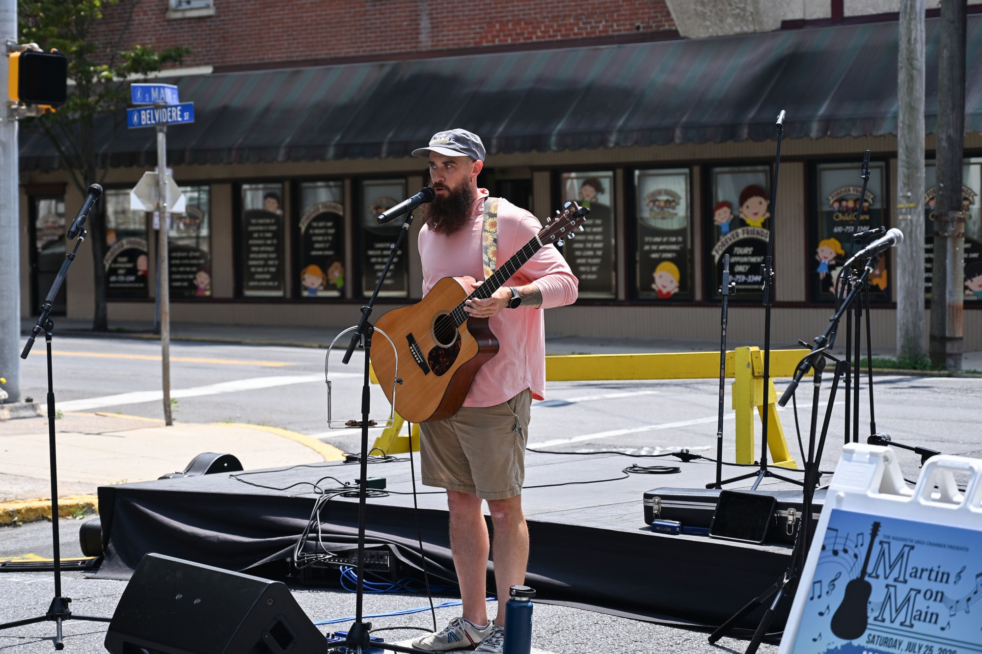 Tim Harakal plays guitar during the annual Martin on Main street fair Saturday, July 25, 2026, in Nazareth. (Jon Chiu/The Morning Call)