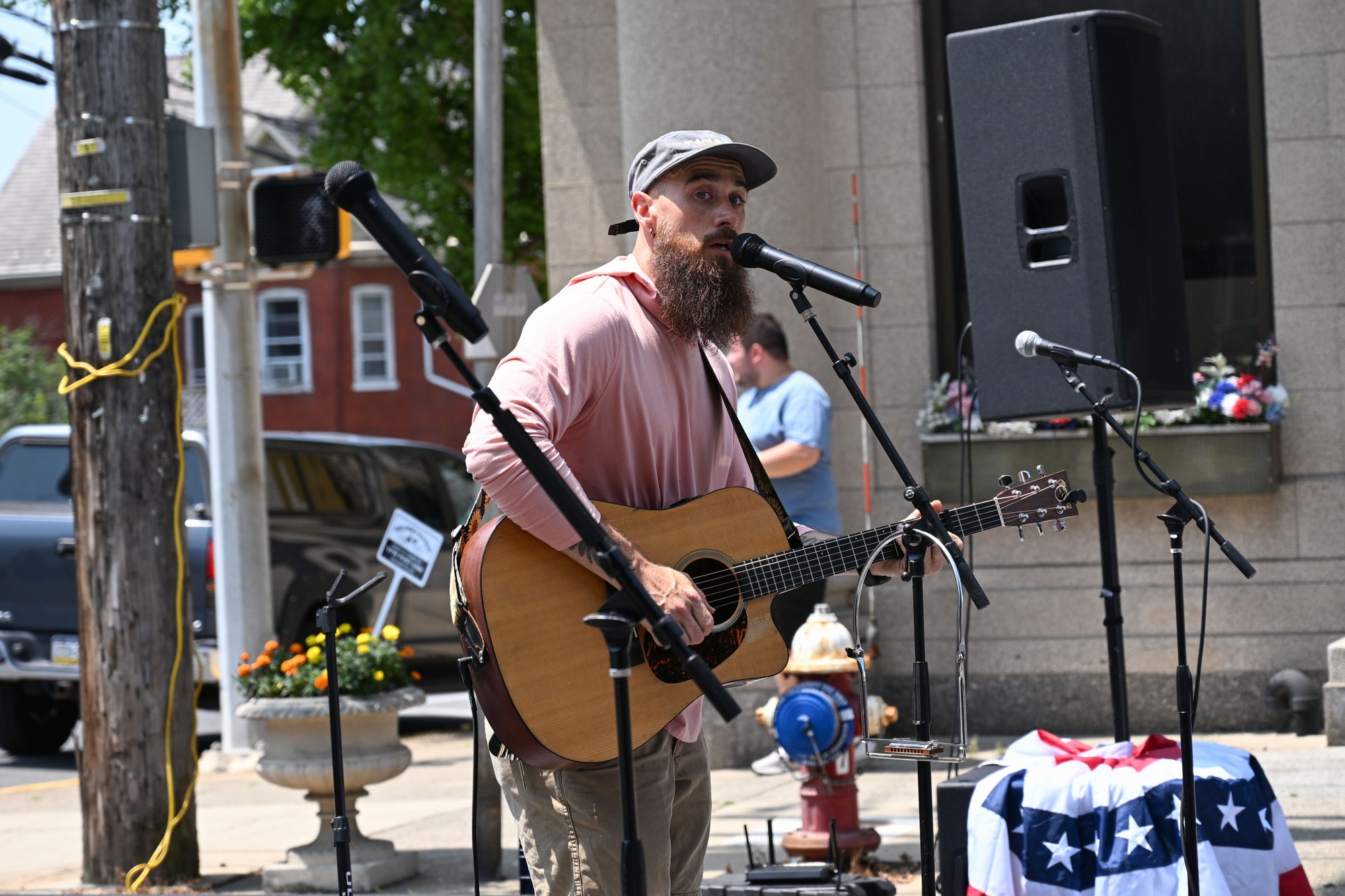 Tim Harakal plays guitar during the annual Martin on Main street fair Saturday, July 25, 2026, in Nazareth. (Jon Chiu/The Morning Call)