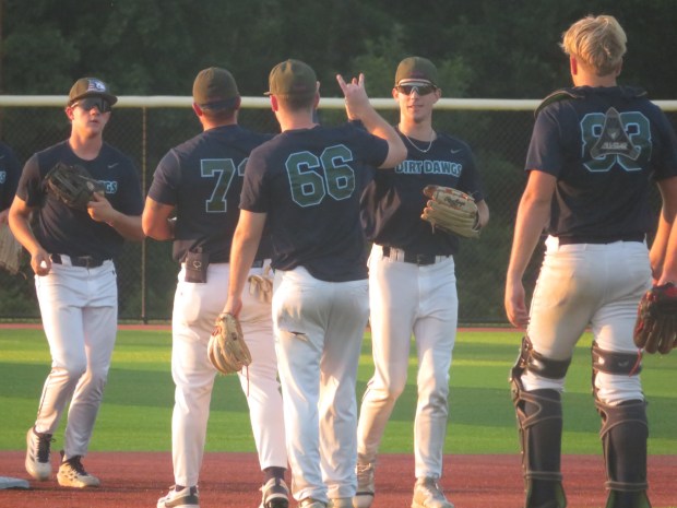 Philadelphia celebrates after defeating Spring-Ford in Game 3 of a Perkiomen Valley Twilight League quarterfinal series, Thursday, July 23, 2026. (Ed Morlock/MediaNews Group)