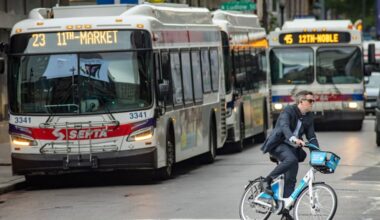 A commuter rides an Indego bike in Center City. The bike share program may see its first expansion outside of city lines to Lower Merion Township.