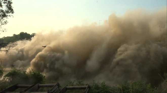 The Commercial Street Bridge along the Parkway East in the Pittsburgh area was demolished early Thursday morning in a controlled explosion, with PennDOT officials calling the operation "perfectly executed". the commercial street bridge along the parkway east in the pittsburgh area was demolished early thursday morning in a controlled explosion, with penndot officials calling the operation "perfectly executed".