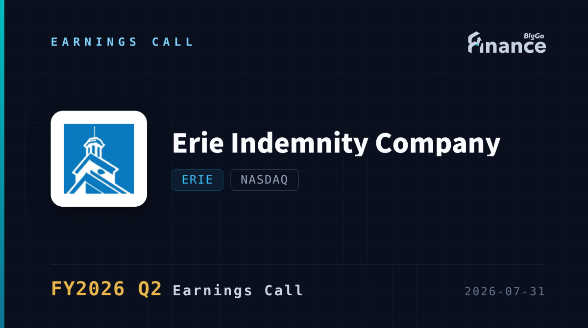 [ERIE Q2 2026 Earnings Call] Erie Indemnity’s Combined Ratio Improves 13 Points as Premium Growth Moderates to 3.3% — BigGo Finance