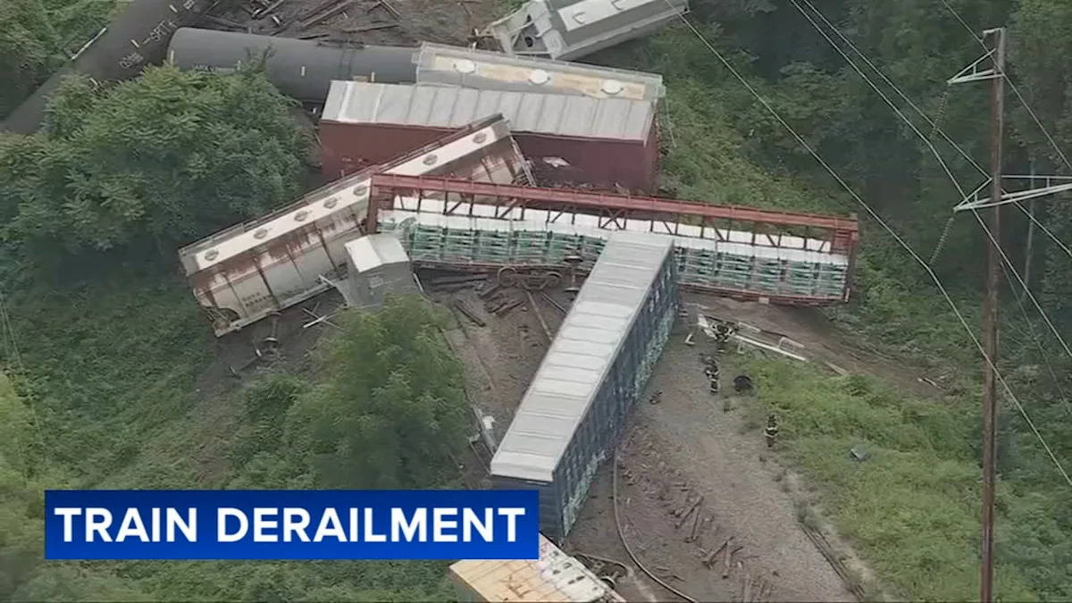 More than a dozen freight train cars derail in Bensalem; no hazmat leaks found