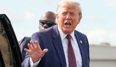 READING, PENNSYLVANIA - JUNE 23: U.S. President Donald Trump waves to the media as he walks to board Air Force One while departing Reading Regional Airport on June 23, 2026 in Reading, Pennsylvania. President Trump traveled to Pennsylvania to deliver remarks at a Mack Trucks facility. (Photo by Andrew Harnik/Getty Images)