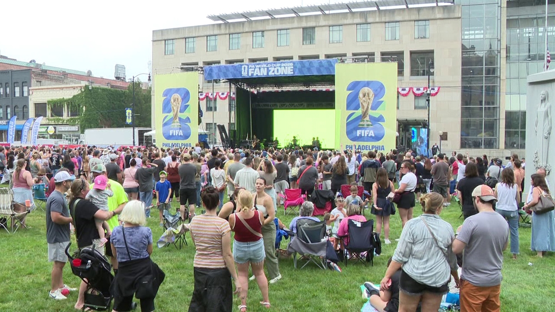 Soccer fans unite to watch the World Cup 3rd place match at the FIFA fan zone in Scranton