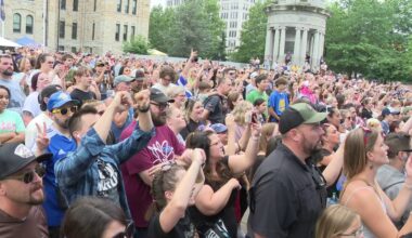 Folks watch the World Cup 3rd place match at the FIFA fan zone in Scranton