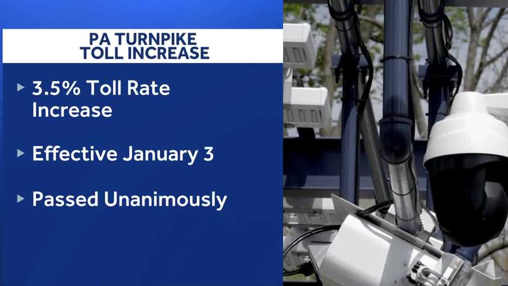 Pennsylvania Turnpike tolls to rise by 3.5% in January