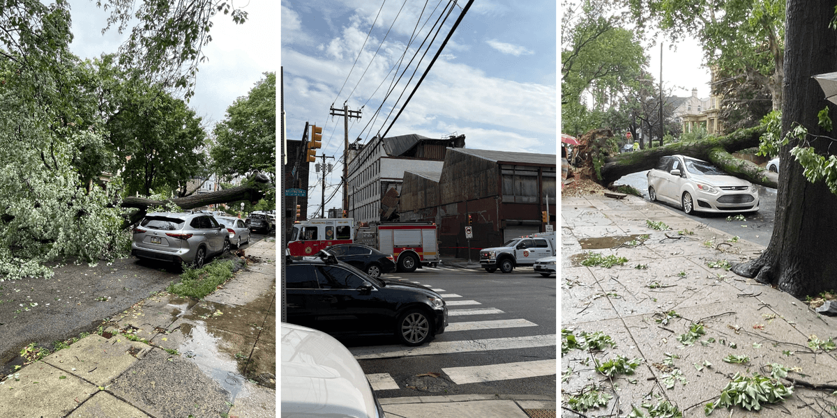 Building partially collapses after severe storm rips through Philly