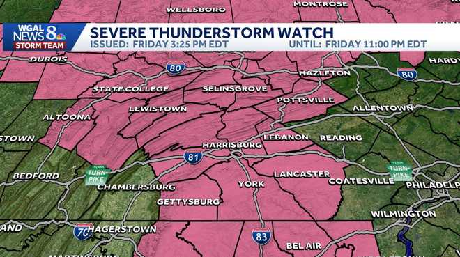 The National Weather Service has issued a severe thunderstorm watch for much of Pennsylvania. The National Weather Service has issued a severe thunderstorm watch for much of Pennsylvania.