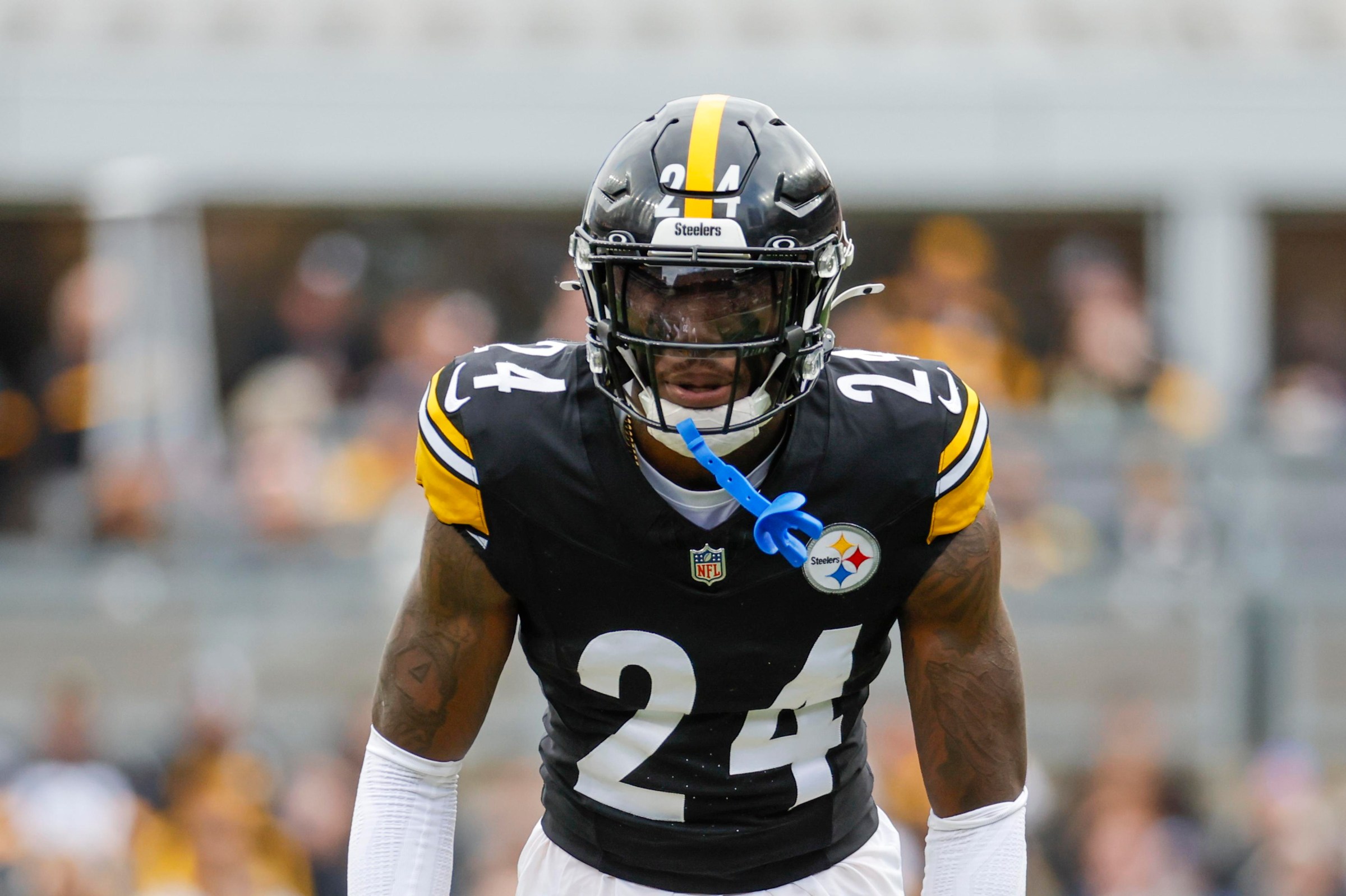 PITTSBURGH, PA - NOVEMBER 02: Joey Porter Jr. #24 of the Pittsburgh Steelers in action against the Indianapolis Colts on November 2, 2025 at Acrisure Stadium in Pittsburgh, Pennsylvania. (Photo by Justin K. Aller/Getty Images)