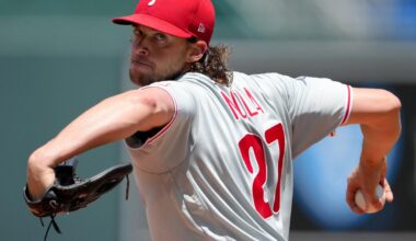 Aaron Nola goes 7 innings for first time this season, but Philadelphia Phillies fall to Kansas City Royals