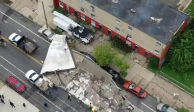 Severe weather leaves rips roof of apartment building in Philadelphia