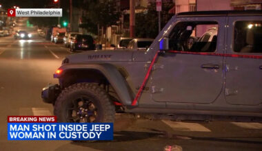 Woman in custody after man shot while inside Jeep in West Philadelphia
