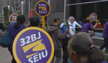 Union members rally in Downtown Pittsburgh, say a building’s janitorial positions were eliminated