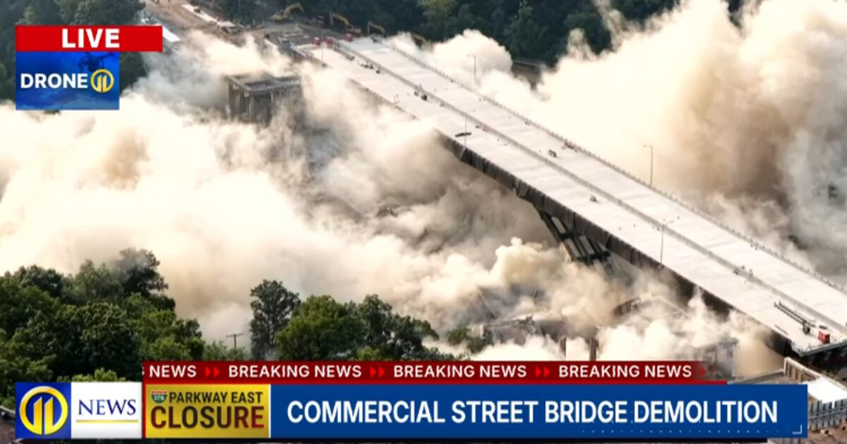 Commercial Street Bridge over Parkway East imploded Thursday morning – WPXI