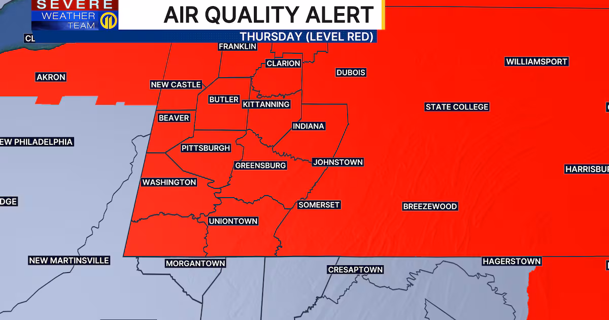 All of Western Pennsylvania under Code Red Air Quality Alert on Thursday