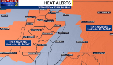 Pittsburgh Weather: Heat index may push 100 degrees on Wednesday