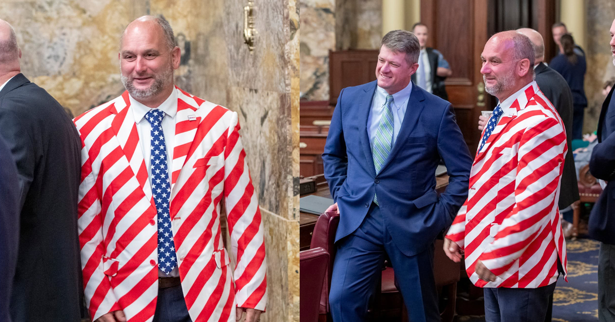 Pennsylvania lawmaker says he was kicked off House floor for "patriotic" American flag jacket