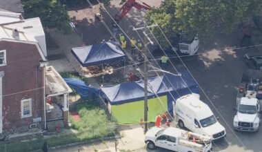 Police excavate pipes around house in Philadelphia's Olney neighborhood as investigation continues