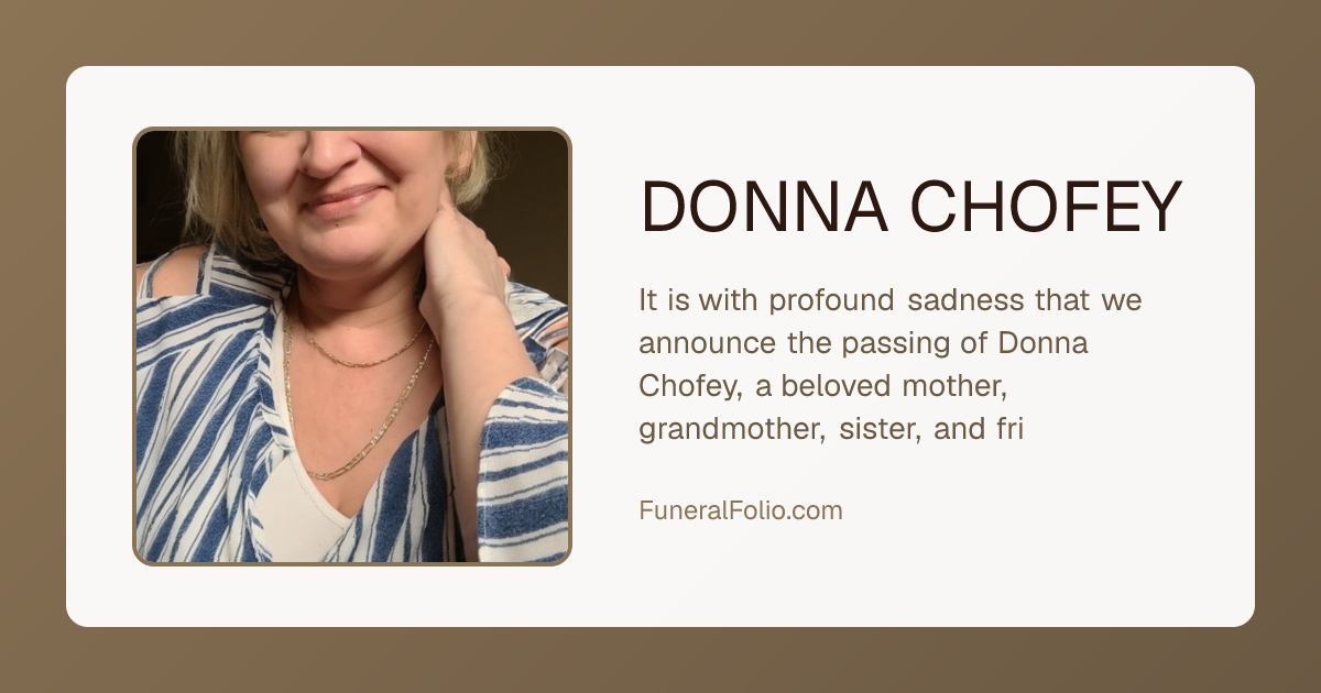DONNA CHOFEY - Obituary | FuneralFolio