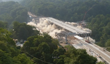 Photos show explosive demolition of Pittsburgh's Commercial Street Bridge