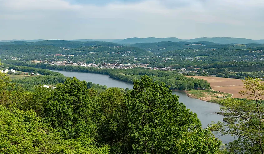 A view of Williamsport, Pennsylvania from a mountain lookout