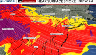 Maps show wildfire smoke forecast as air quality worsens in Philadelphia region