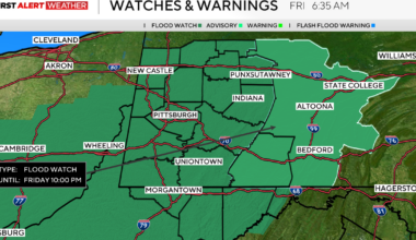 Flood watch for entire Pittsburgh area until 10 p.m. Friday