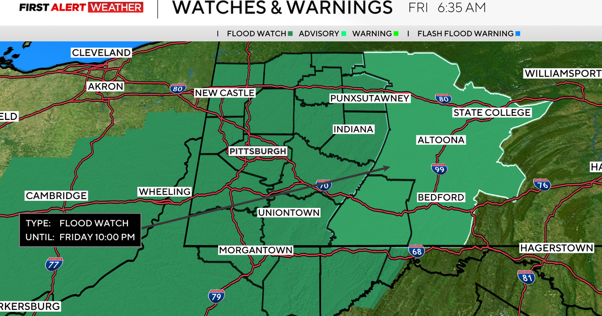 Flood watch for entire Pittsburgh area until 10 p.m. Friday