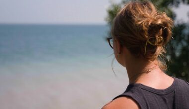 Intern Samantha Holtz looks out over Lake Erie