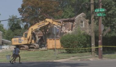 Crews demolish house in Philadelphia's Wynnefield neighborhood after collapse