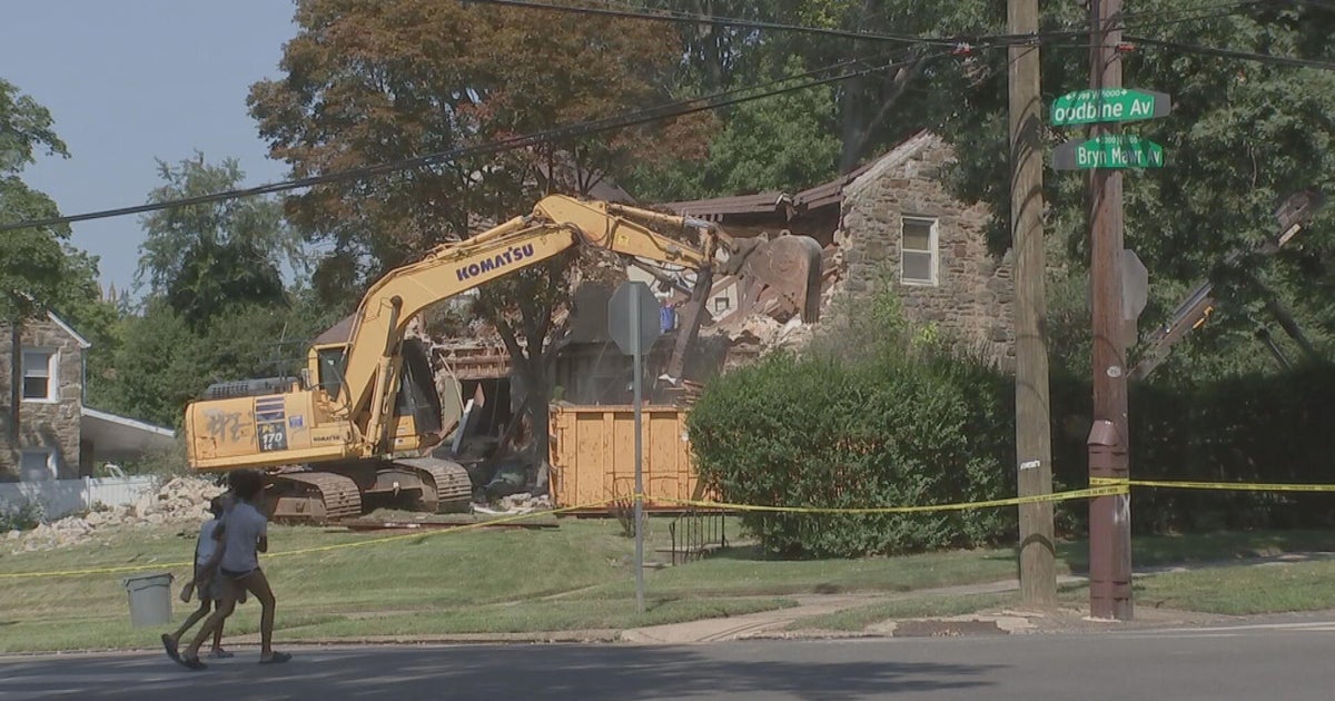 Crews demolish house in Philadelphia's Wynnefield neighborhood after collapse