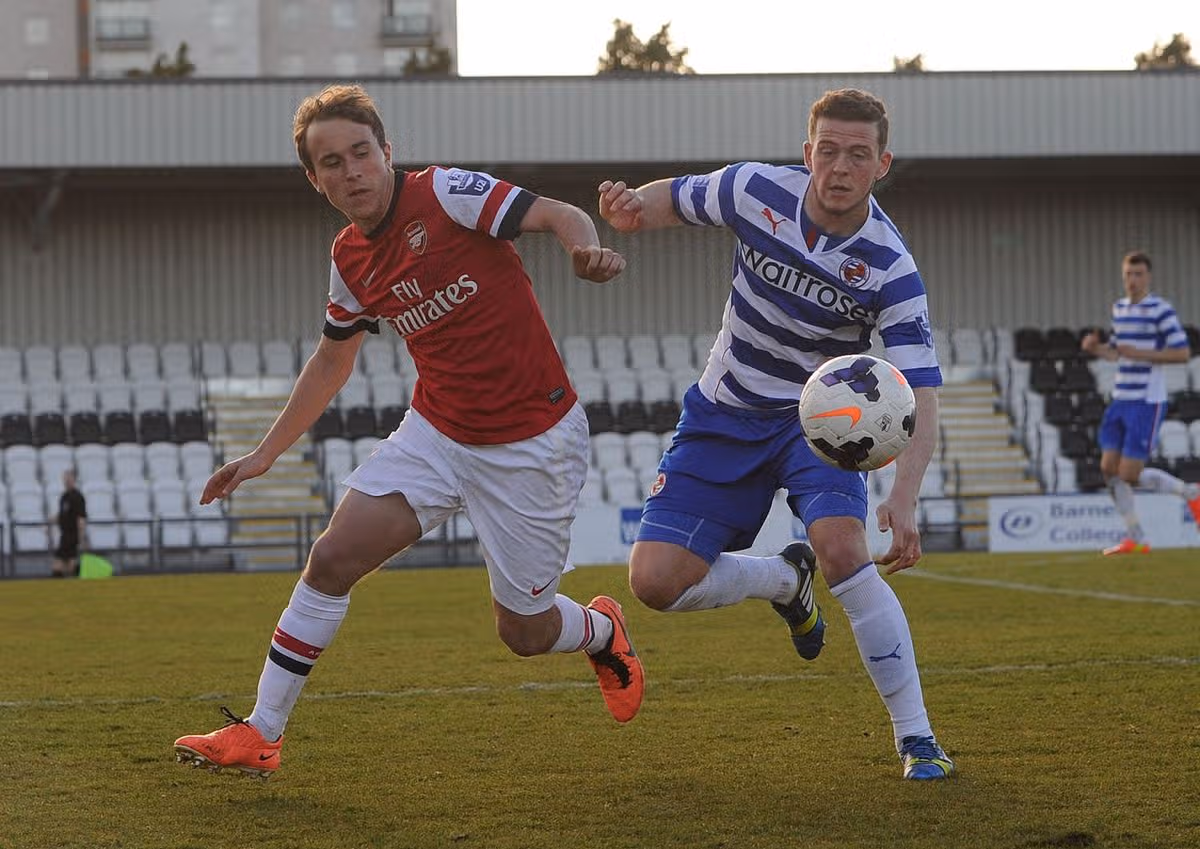 Pierce Sweeney in action for Reading Under-21s against Arsenal in 2014