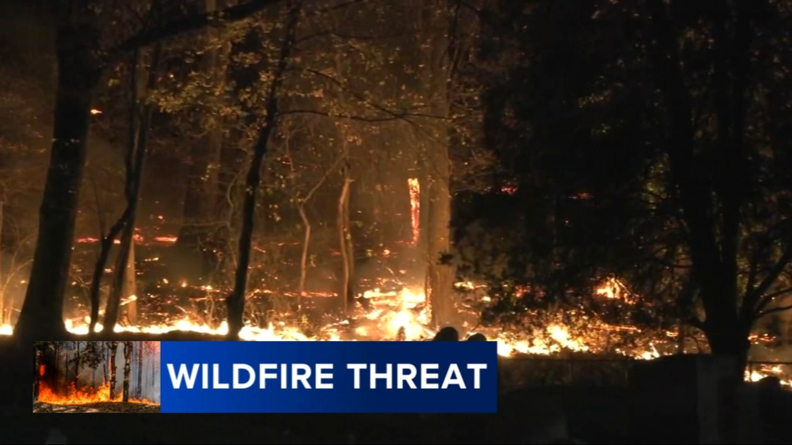 Firefighters battling brush fire on Neversink Mountain in Reading, Berks County, Pennsylvania