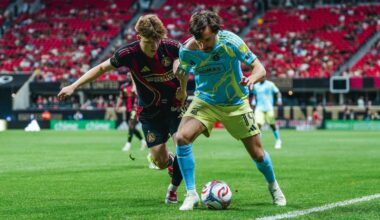 Philadelphia Union Midfielder Indiana Vassilev tries to advance the ball against Atlanta United.