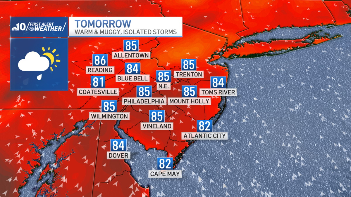 Tropical humidity, isolated showers Wednesday for Philly region – NBC10 Philadelphia