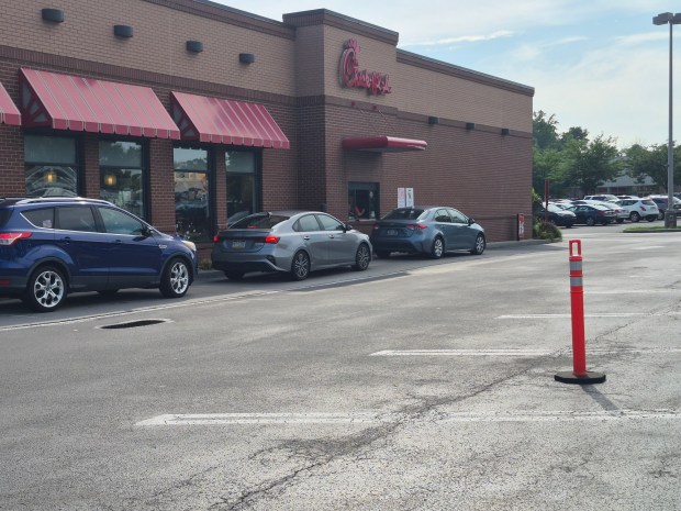 A renovation project is getting underway at the Chick-fil-A at Exeter Commons Shopping Center in Exeter Township. The restaurant will close at 2 p.m. on Thursday, Aug.13. The project will last for about 16 weeks. This photo shows the drive thru line on Aug. 7, 2026. (DONNA ROVINS - MEDIANEWS GROUP PHOTO)