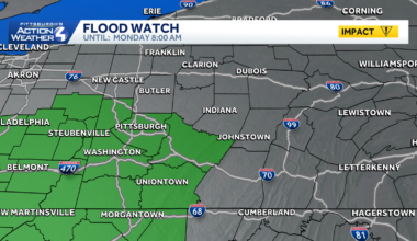 Flood Watch until Monday morning for parts of southwestern PA