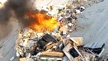A suspected lithium-ion battery sparked this fire at Richard S. Burns Co. in Philadelphia.