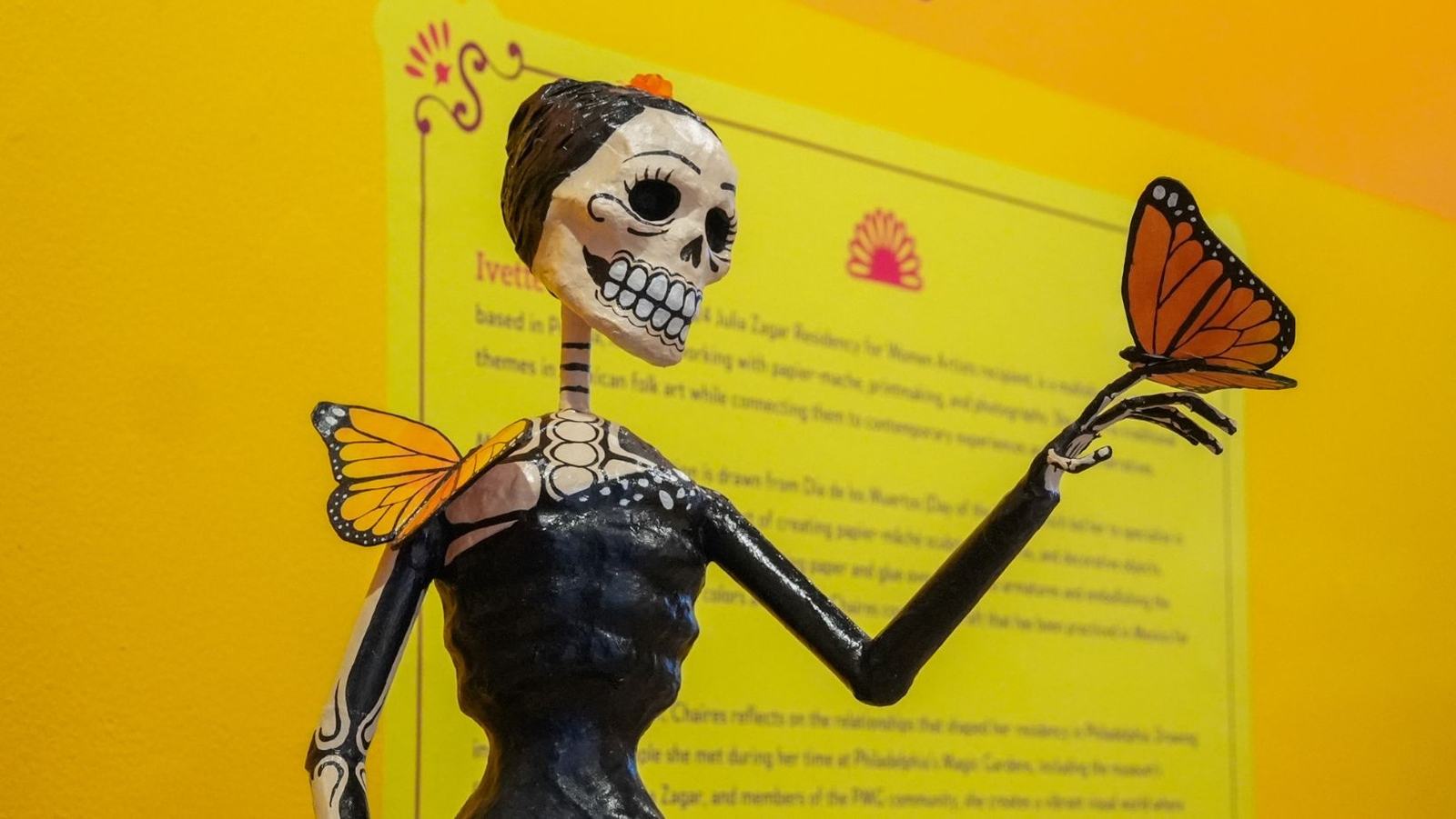 Artist from Puebla, Mexico creates papier-mâché figures to display at Philadelphia's Magic Gardens