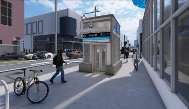 This rendering shows a planned elevator at 11th Street Station on SEPTA