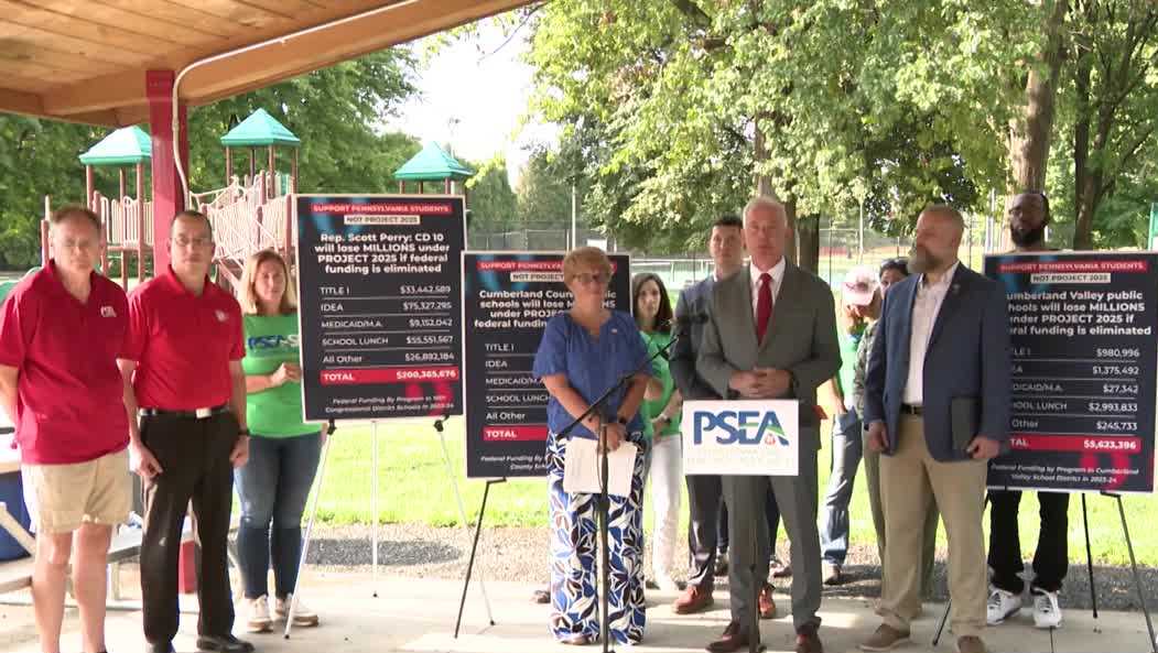 Pennsylvania educators rally against federal funding cuts in Mechanicsburg