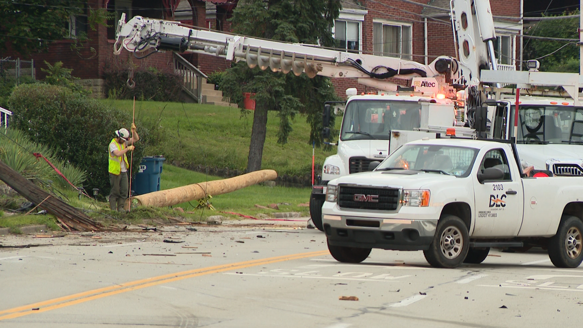 Power being restored after car collides with utility pole in Allegheny County