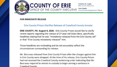 Statement from Erie County Prison on Released Inmate | State
